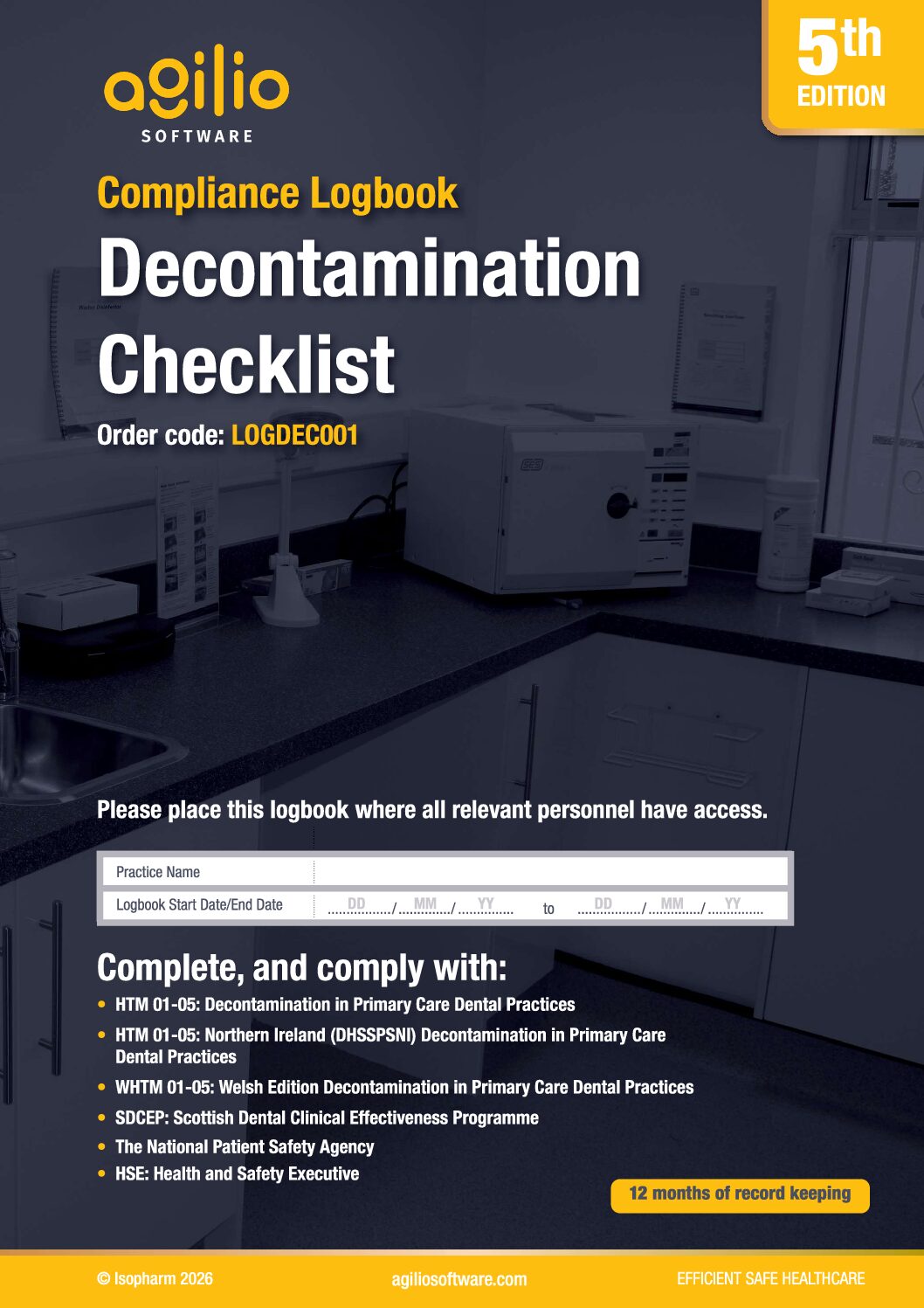 Agilio Decontamination Room Checklist Compliance Logbook Agilio Decontamination Room Checklist Compliance Logbook